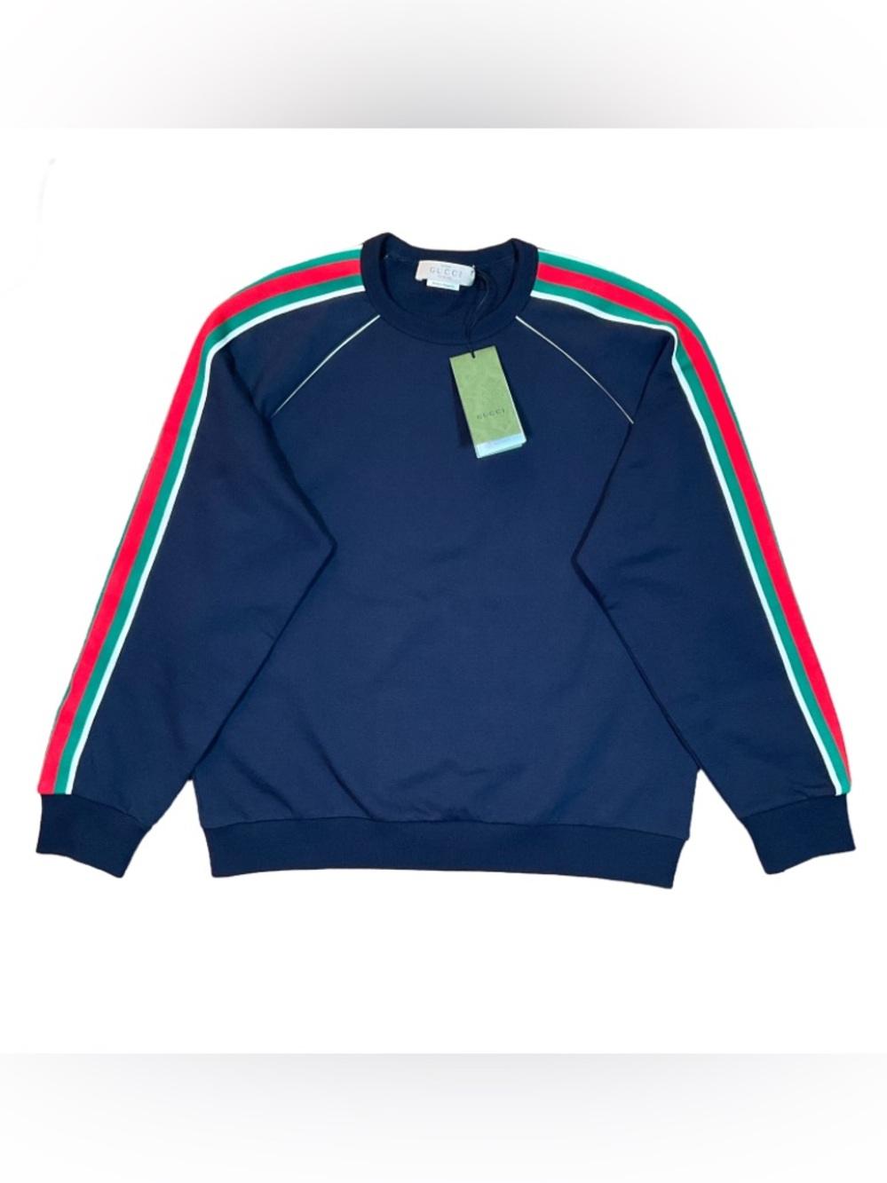AUTHENTIC Gucci Mens Navy Blue Crewneck Uniform Sweatshirt Back of House Size L